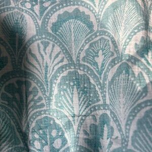 SUCCULENTS Teal Green Ecru White Loom Weave Organic Cotton 2 Side New With Tag